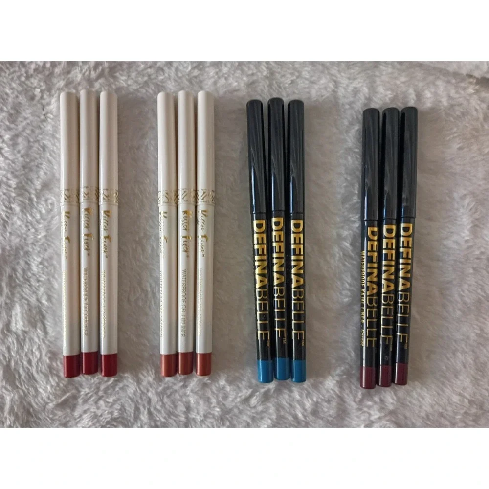 Lot of 12 Waterproof Lip & Kajal Liners Belle Beauty Kisser Fixer Definabelle...